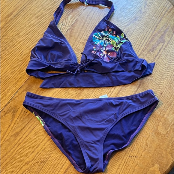 Joe Boxer Other - Joe Boxer Purple Bikini with Floral Accents